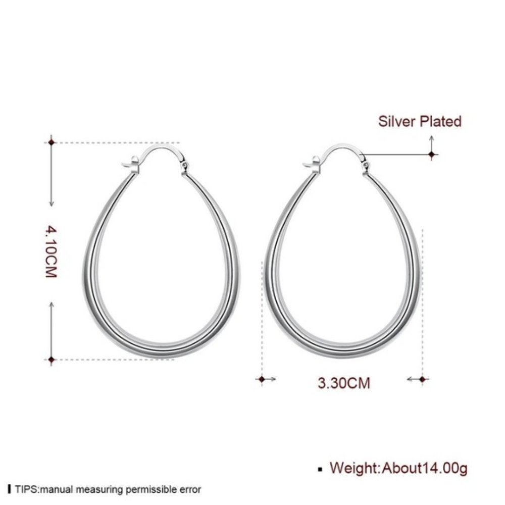 925 Sterling Silver Smooth Circle 41mm Hoop Earrings Lady Gift Charm Wedding - Picture 2 of 5